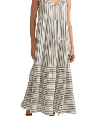 Marine Layer Corinne Black and White Striped Maxi Dress
